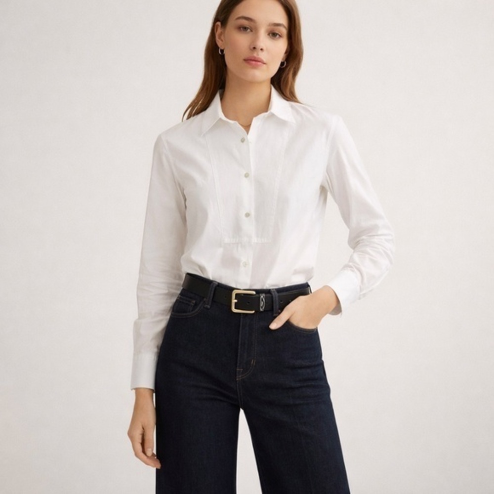 ATM white tuxedo button down shirt